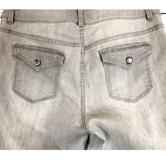 Chicos platinum ultímate rhinestones Fit Embellished jeans flap pockets - Picture 3 of 8